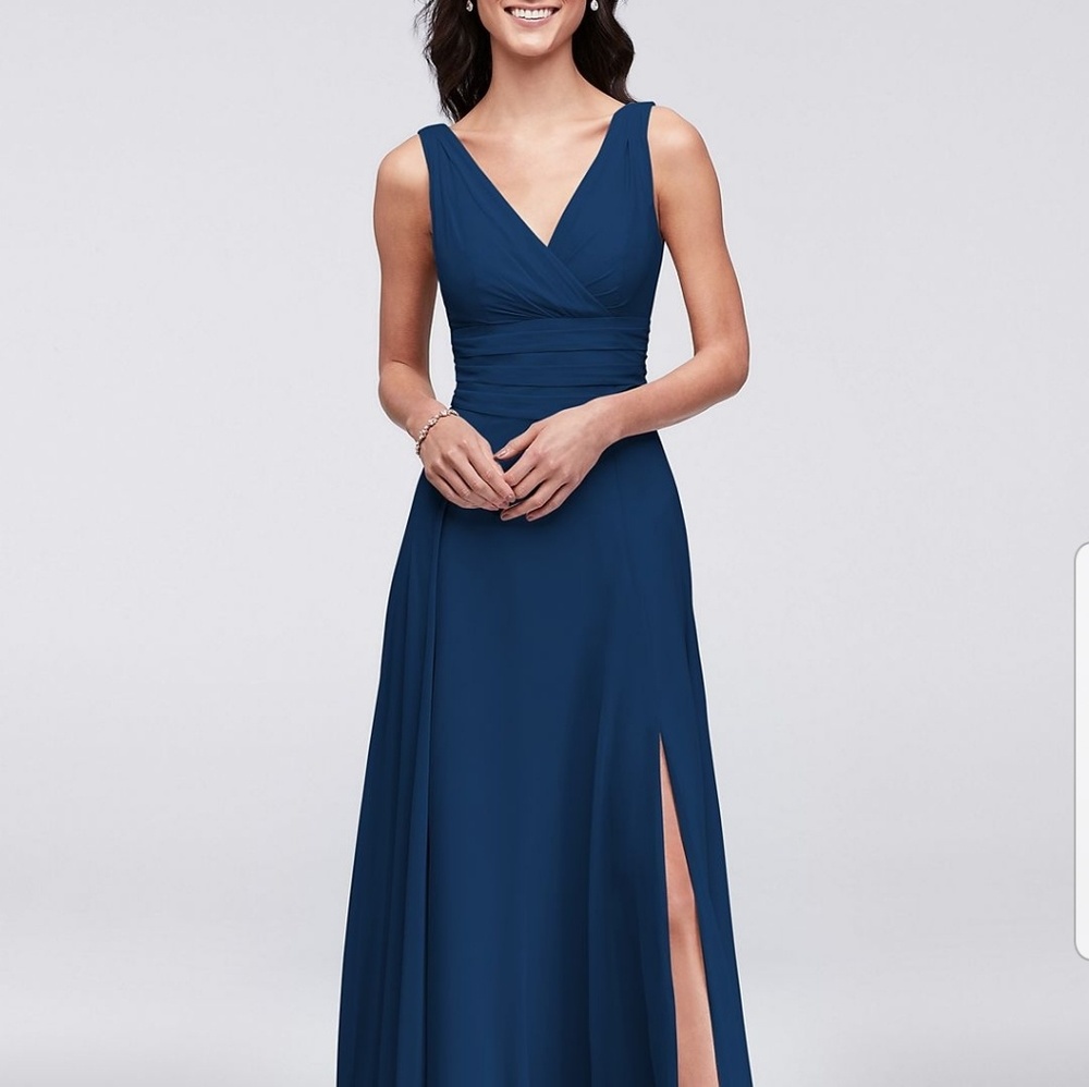 SURPLICE TANK LONG CHIFFON BRIDESMAID DRESS